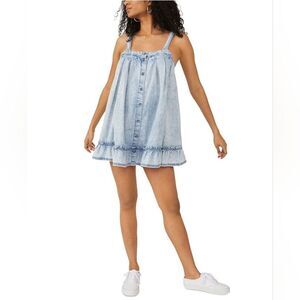 Free People Wild One Denim Jean Mini Dress Small